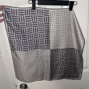 COACH Silk Scarf 22″ x 22" Square Woven Signature Gray White